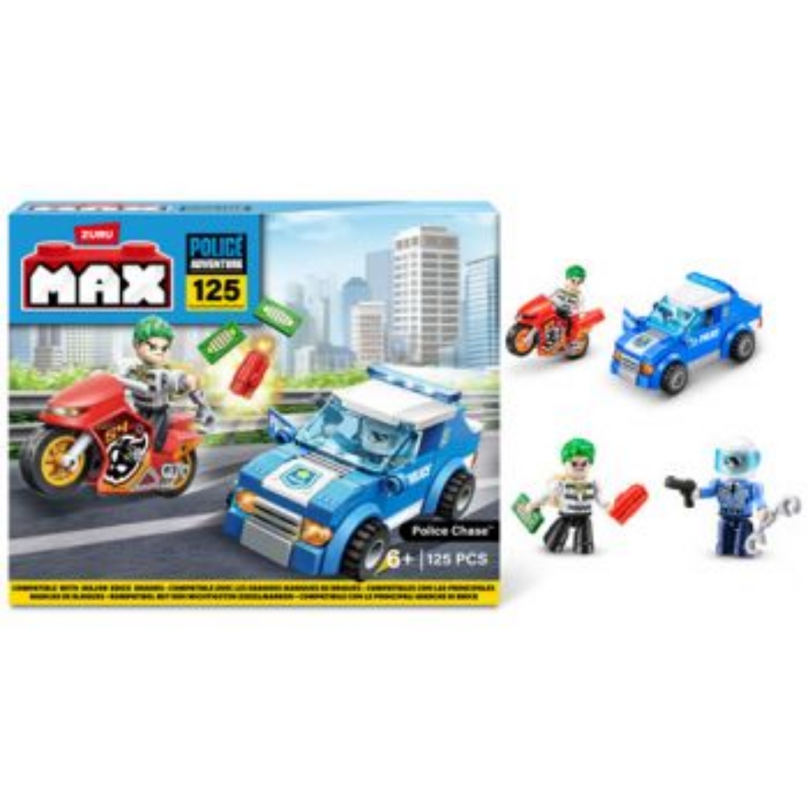 Picture of ZURU MAX Build City Police Playset 125 Bricks
