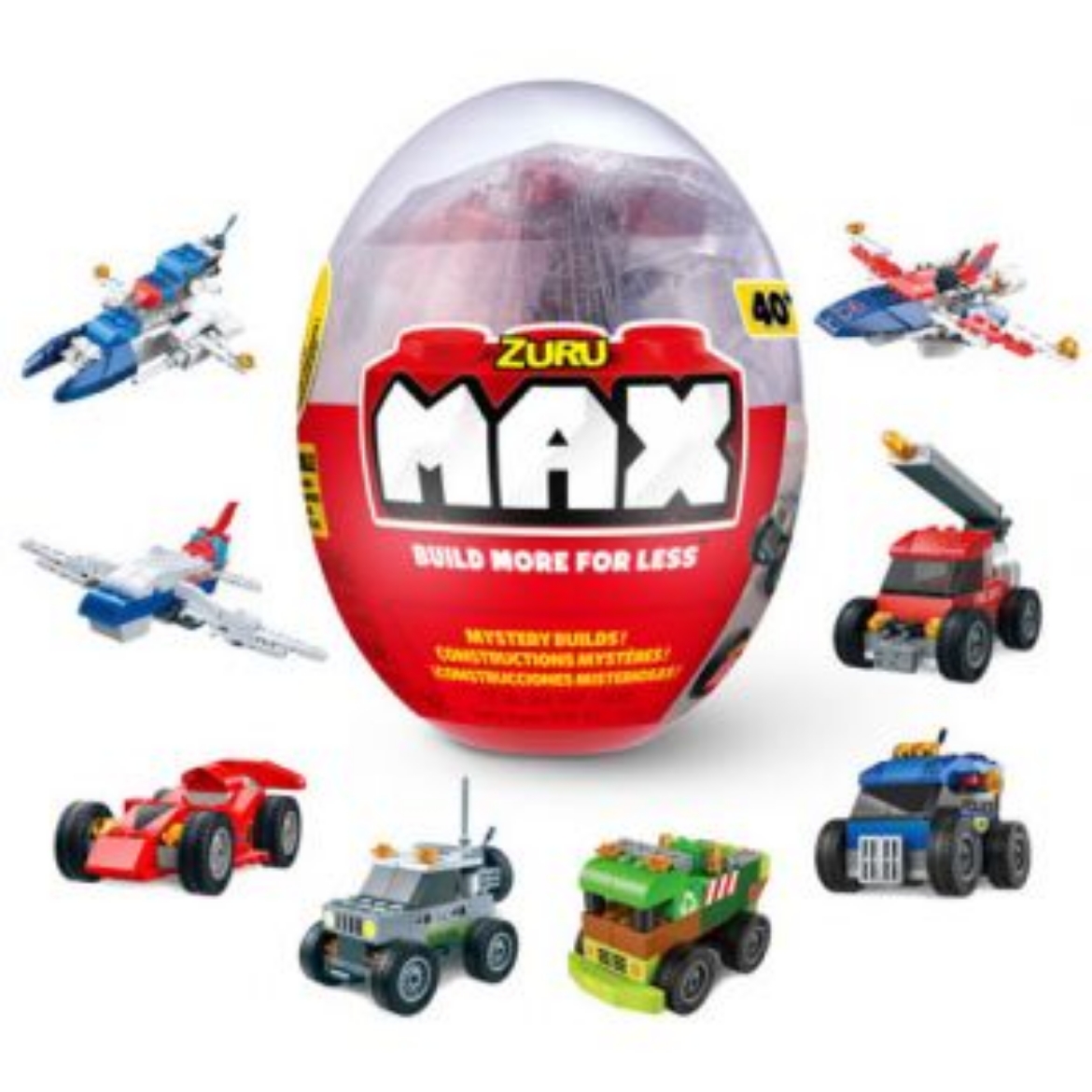 Picture of ZURU MAX Build Construction Egg Capsule 40+ Bricks ( ONLY SOLD in Display of 16 )