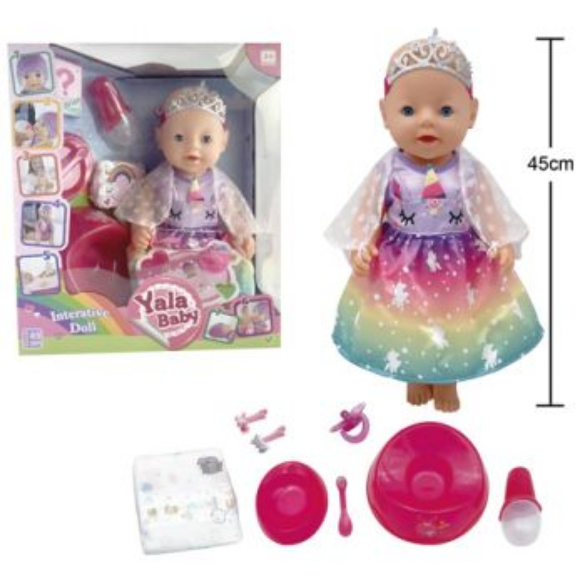 Picture of Drink n Wet Girl Baby Doll 45cm with Accessories