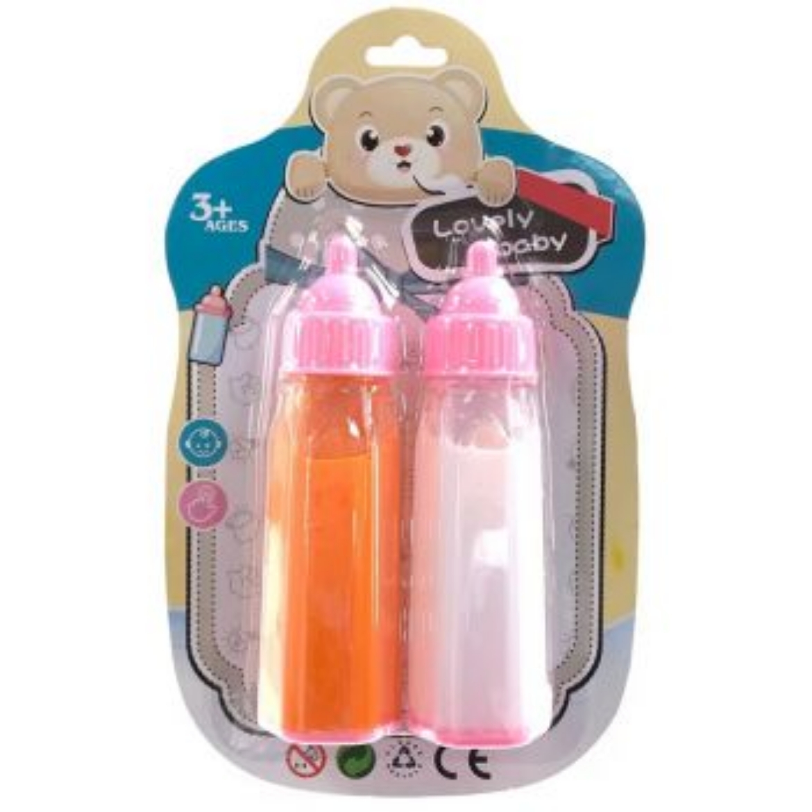 Picture of Doll Baby Drink Bottles 2pk Milk & Juice