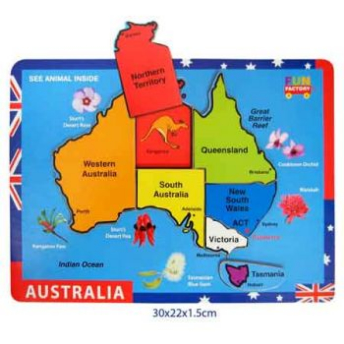 Picture of Fun Factory Wooden Puzzle Raised -  Australian Map