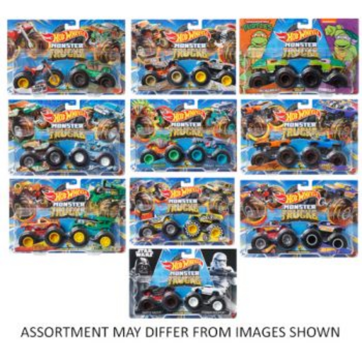 Picture of Hot Wheels Monster Trucks 1:64 Demo Doubles 2pk assorted ( ONLY SOLD in Carton of 8 )