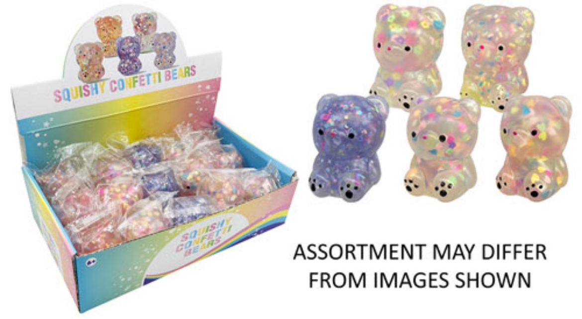 Picture of Squishy Confett Bear assorted (ONLY SOLD in Display of 15 )