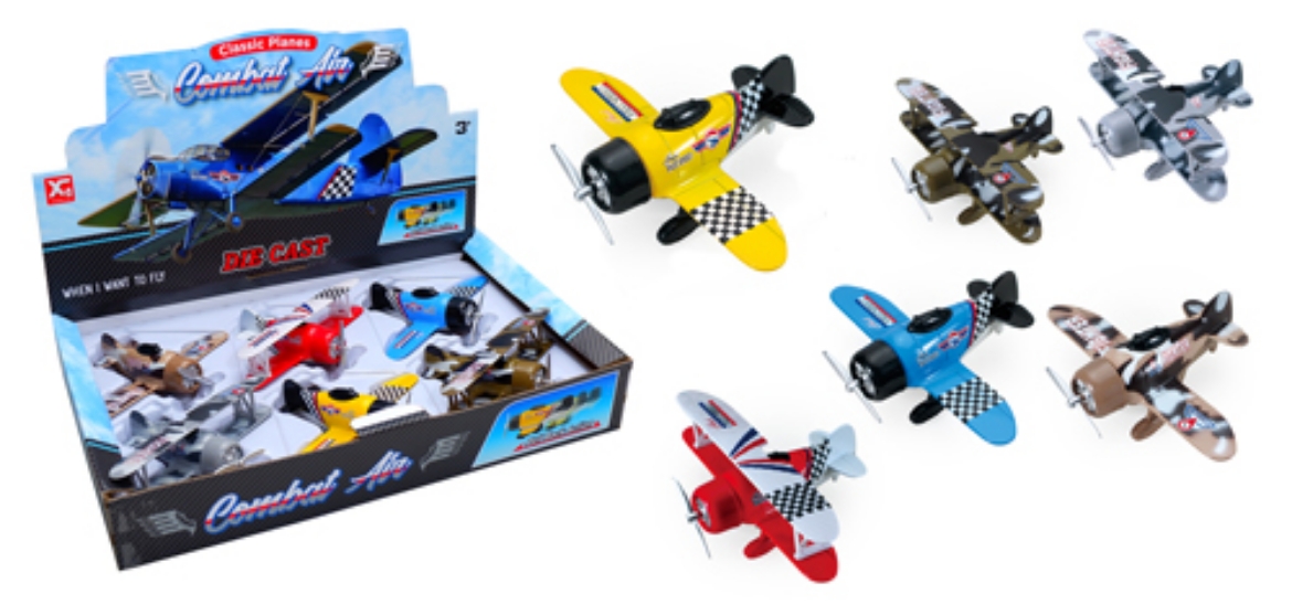 Picture of Die Cast Classic Planes with Pull Back Action 6 assorted ( ONLY SOLD in display of 6 )