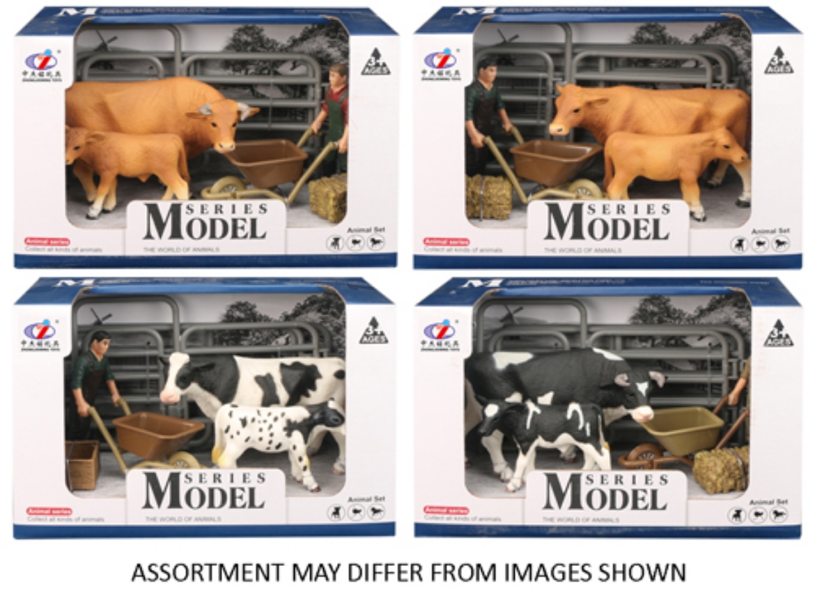 Picture of Farm Animals Cow and Calf with Figure and Accessories 4 assorted