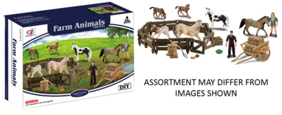Picture of Farm Animals Horses Playset 27cm with Fences and Accessories 4 assorted