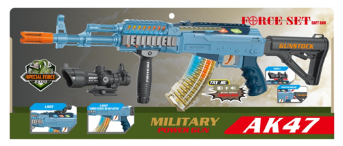 Picture of Military Special Force AK47 Gun with Vibrating Magazine Light and Sound