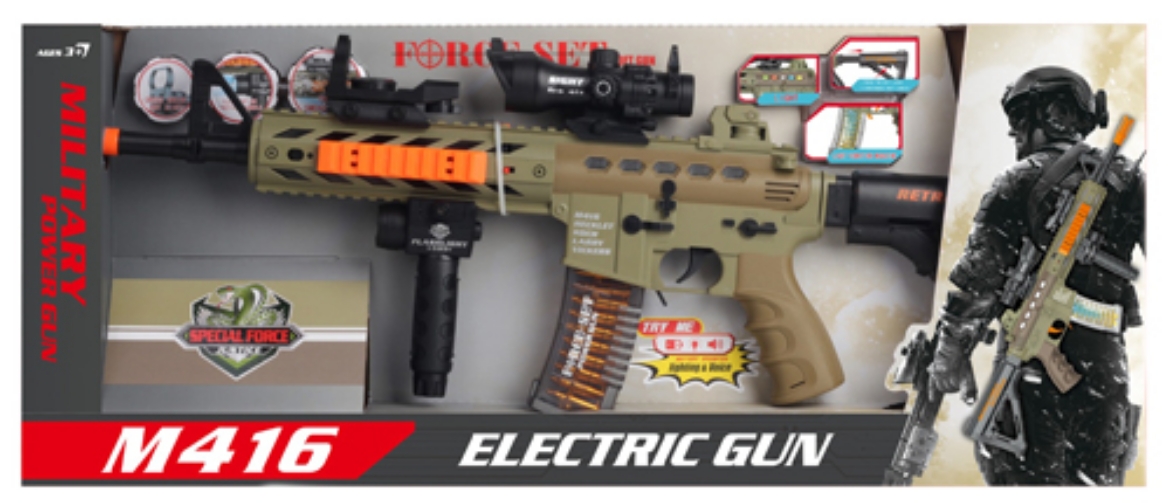 Picture of Military Special Force M416 Gun with Flashlight Vibrating Magazine Light and sound