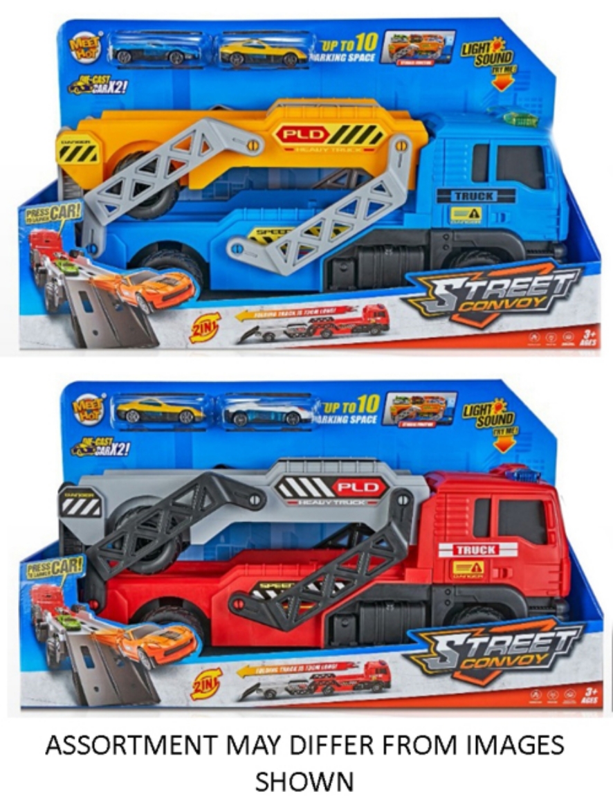 Picture of Car Carrier Truck with Folding Deck Light and Sound with 2 Alloy Cars 2 assorted