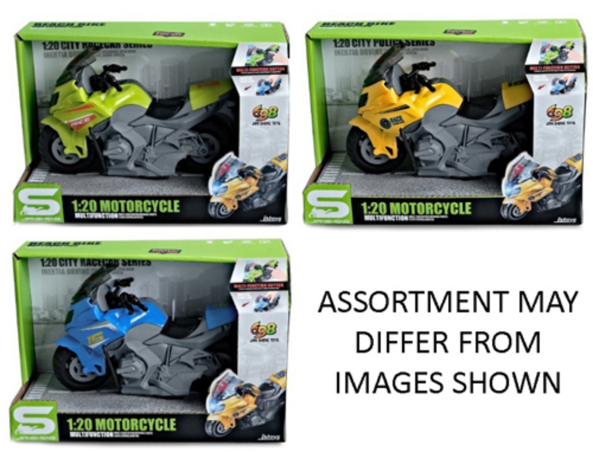 Picture of Motorbike 1:20 Friction with Light and Sound 20cm 3 assorted
