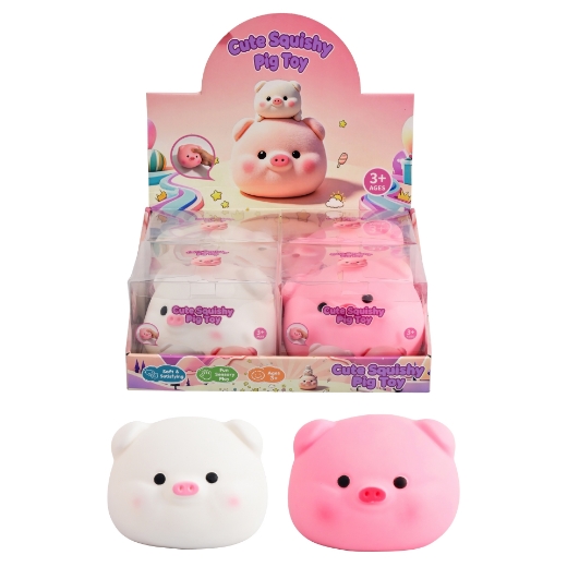 Picture of Squishy Jumbo 15cmx15cm Piggy Head assorted  ( ONLY SOLD in Display of 4 )